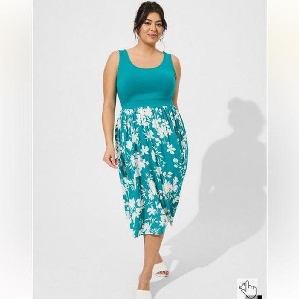 Torrid turquoise floral midi dress‎